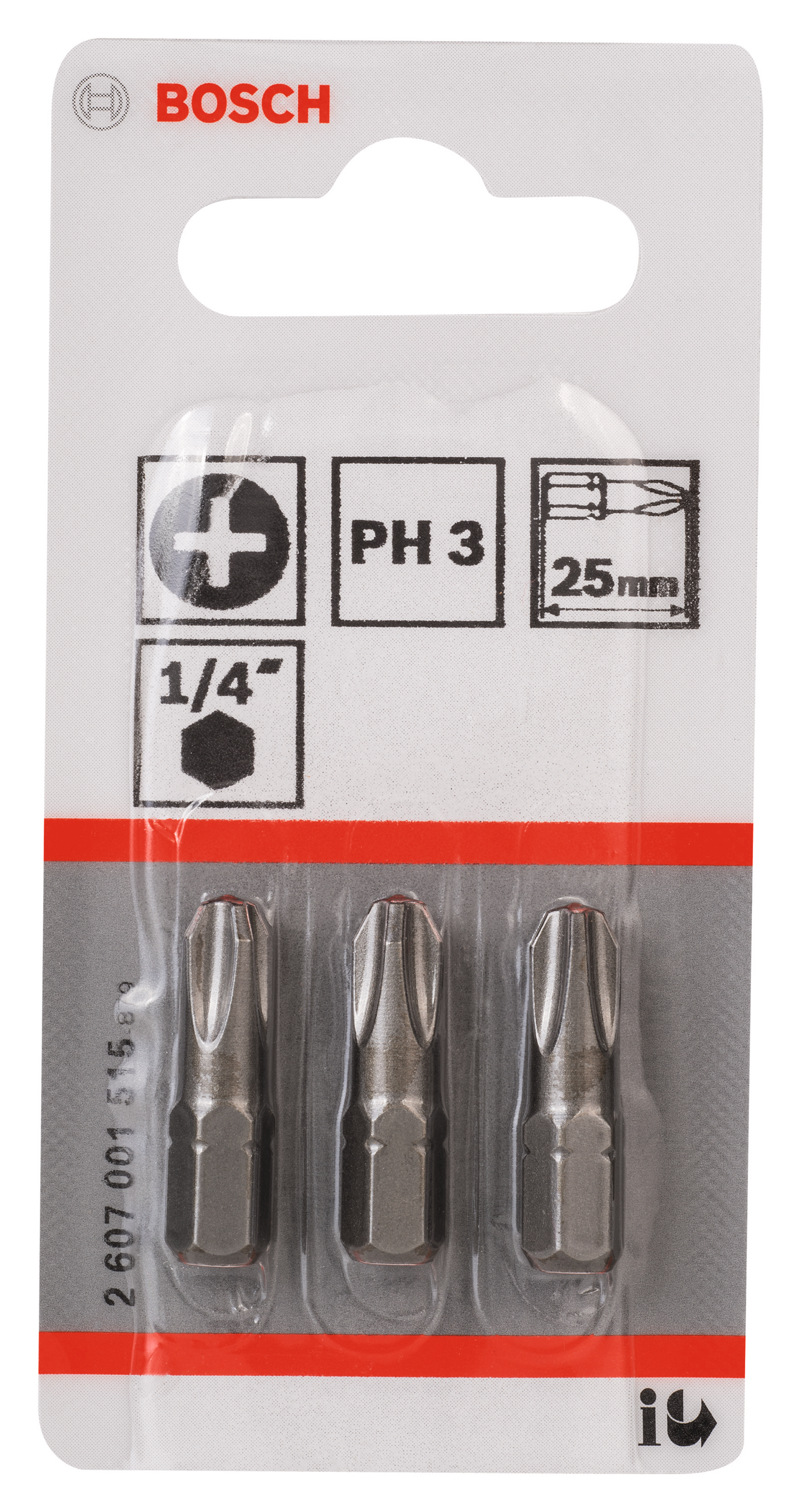 BITS 1/4 PH3 25MM EXTRAHÅRD 3P BOSCH