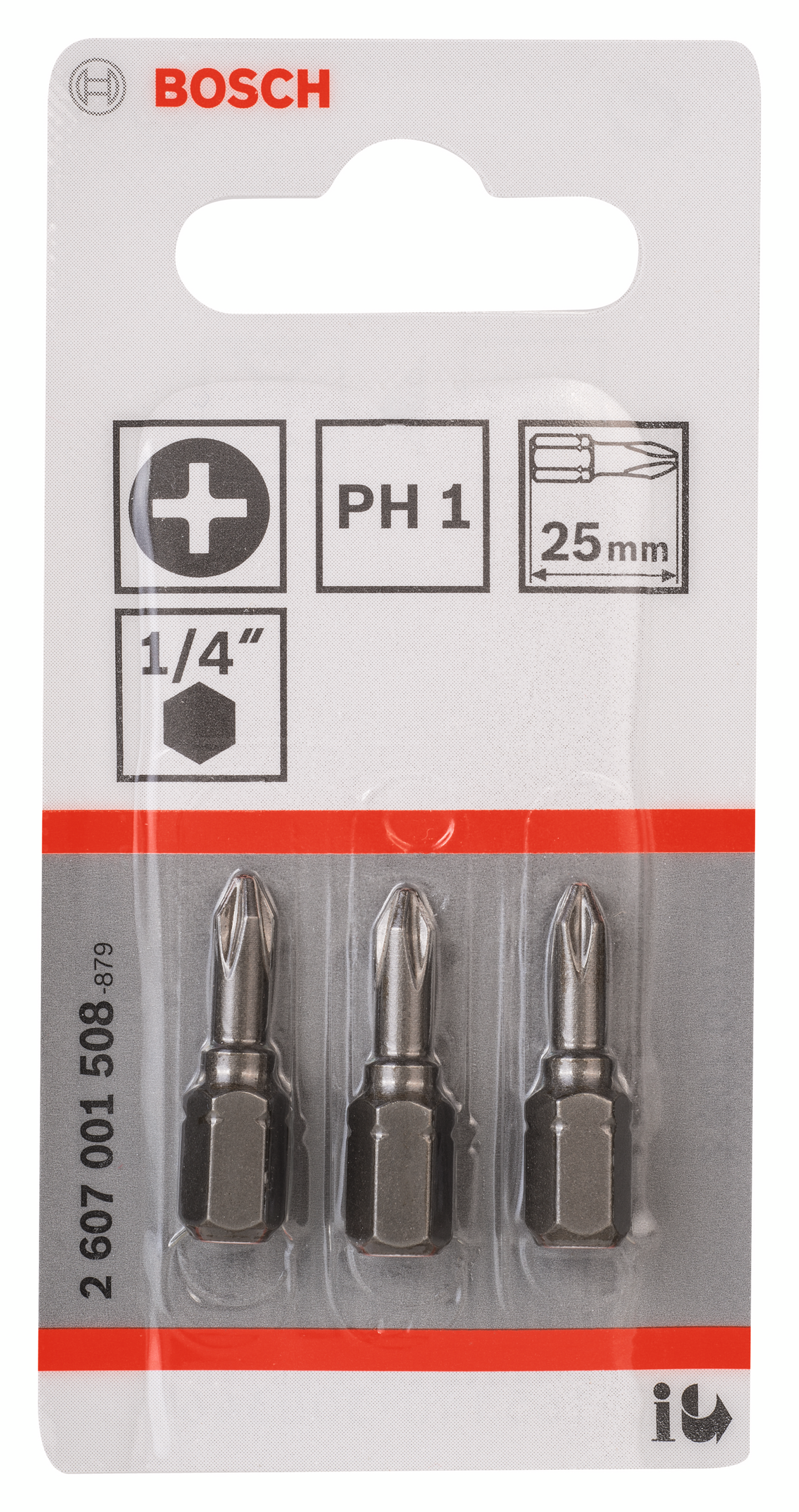 BITS 1/4 PH1 25MM EXTRAHÅRD 3P BOSCH