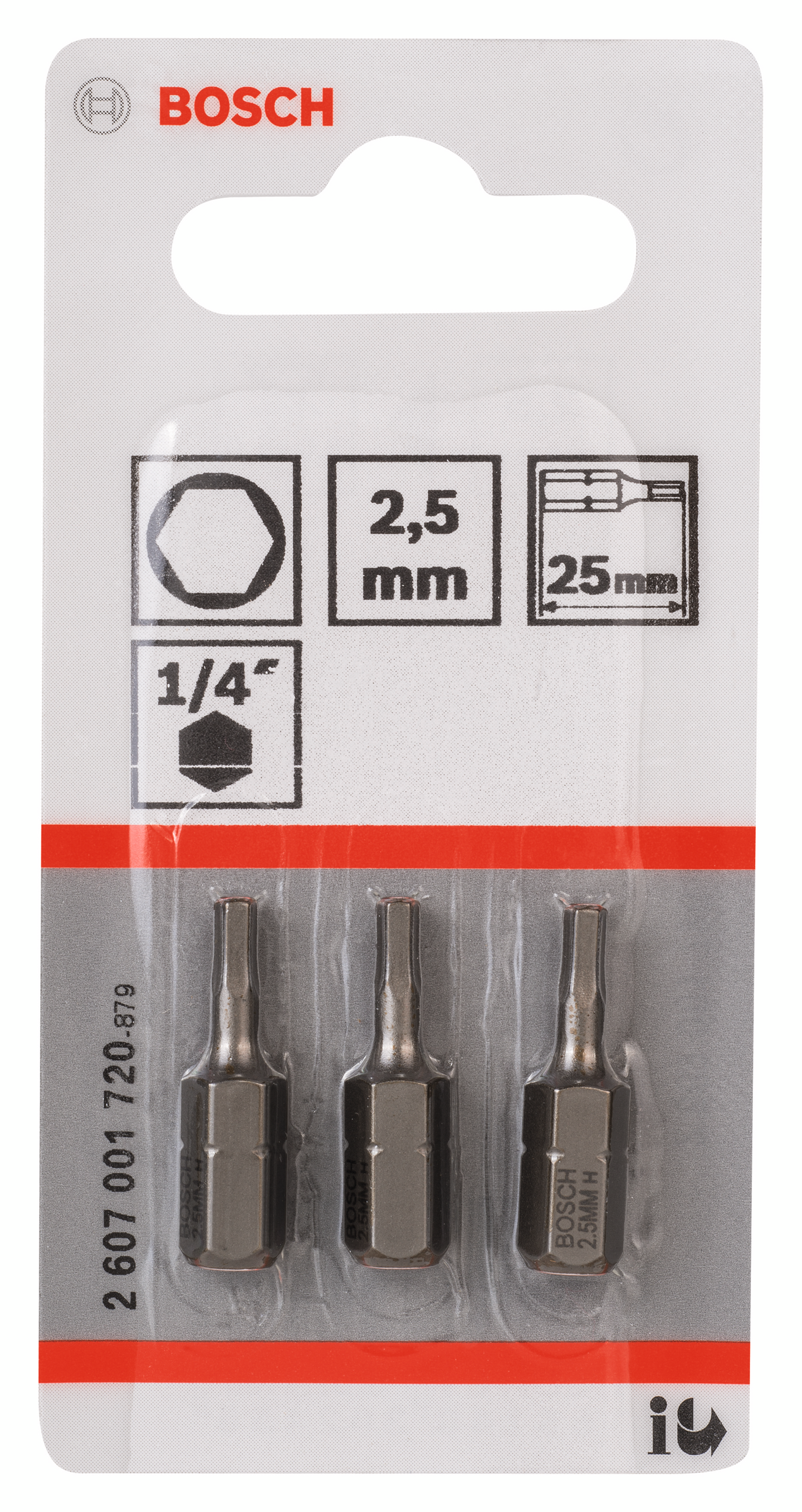 BITS BOSCH 1/4 6K 2.5MM 25MM 3P