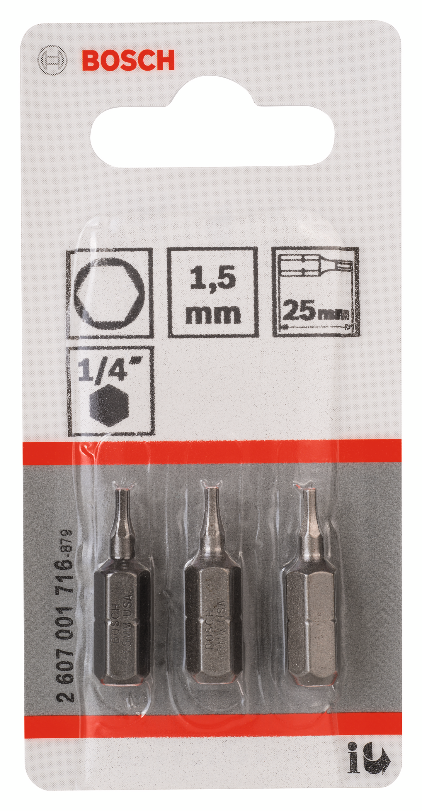 BITS BOSCH 1/4 6K 1.5MM H 25MM 3P