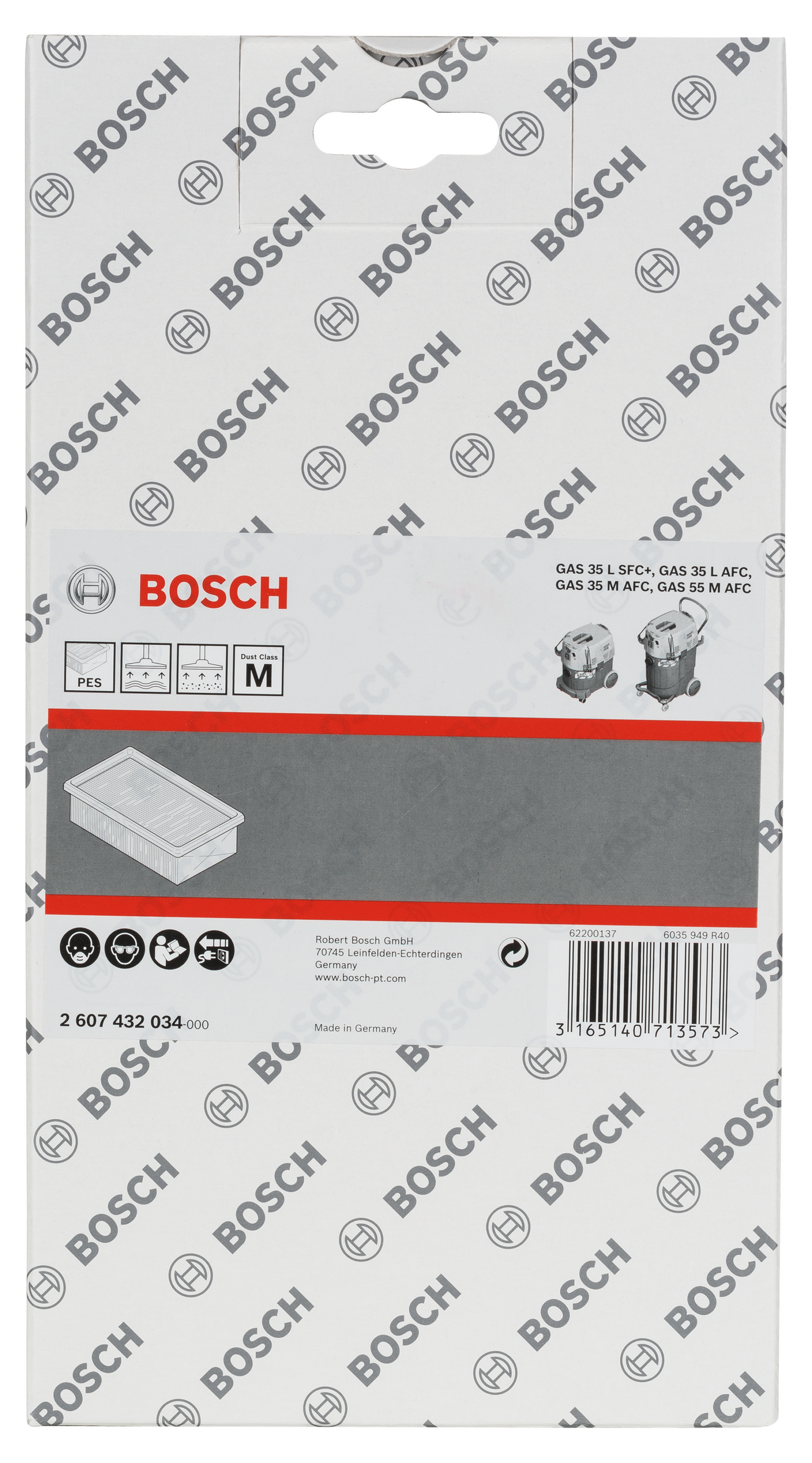 FILTER BOSCH GAS 35-55 VÅT OCH TORR