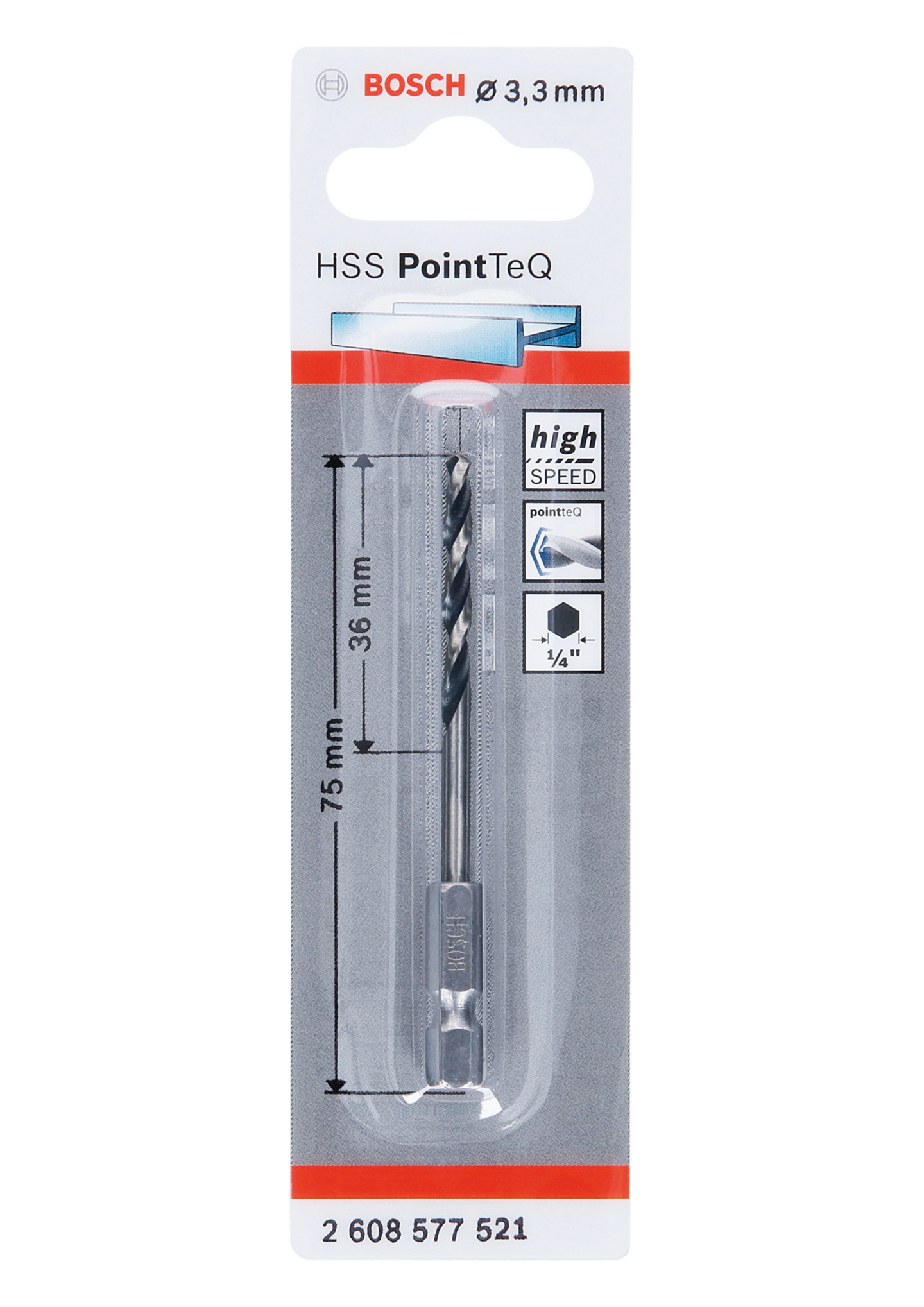 METALLBORR BOSCH POINTTEQ HEX HSS-R 3,3X75MM