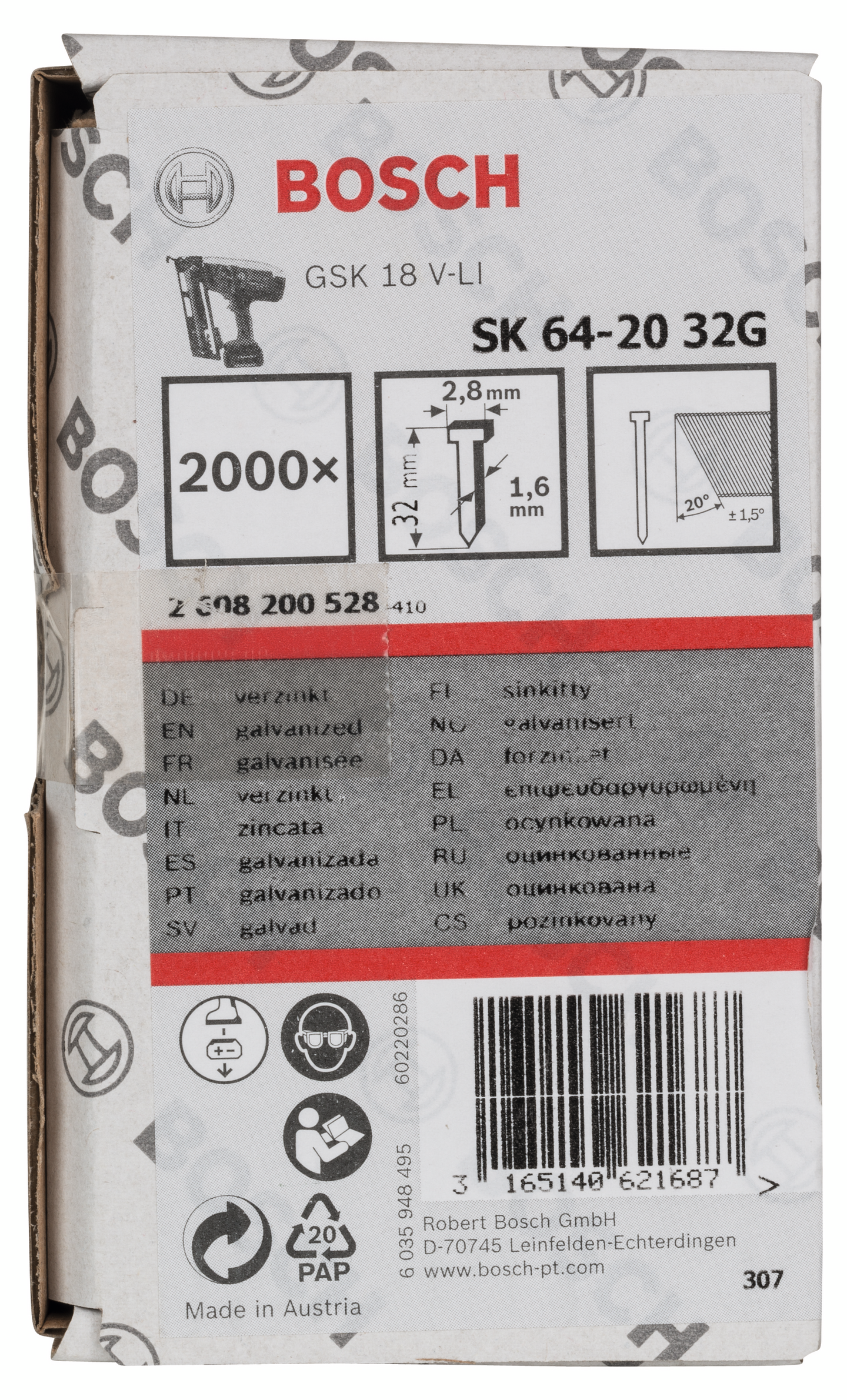 DYCKERT BOSCH EFZ 20GR 1,6X32MM 2000ST