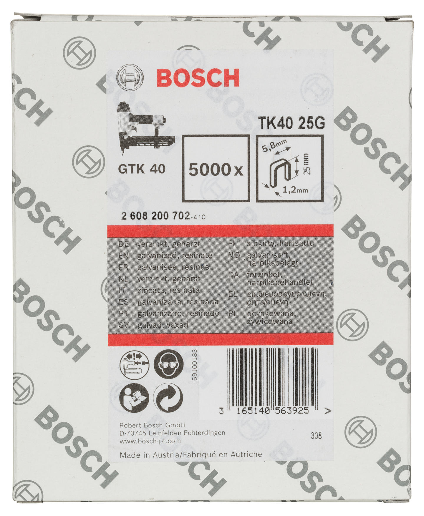KLAMMER BOSCH 1,2/18G 25MM 5000ST