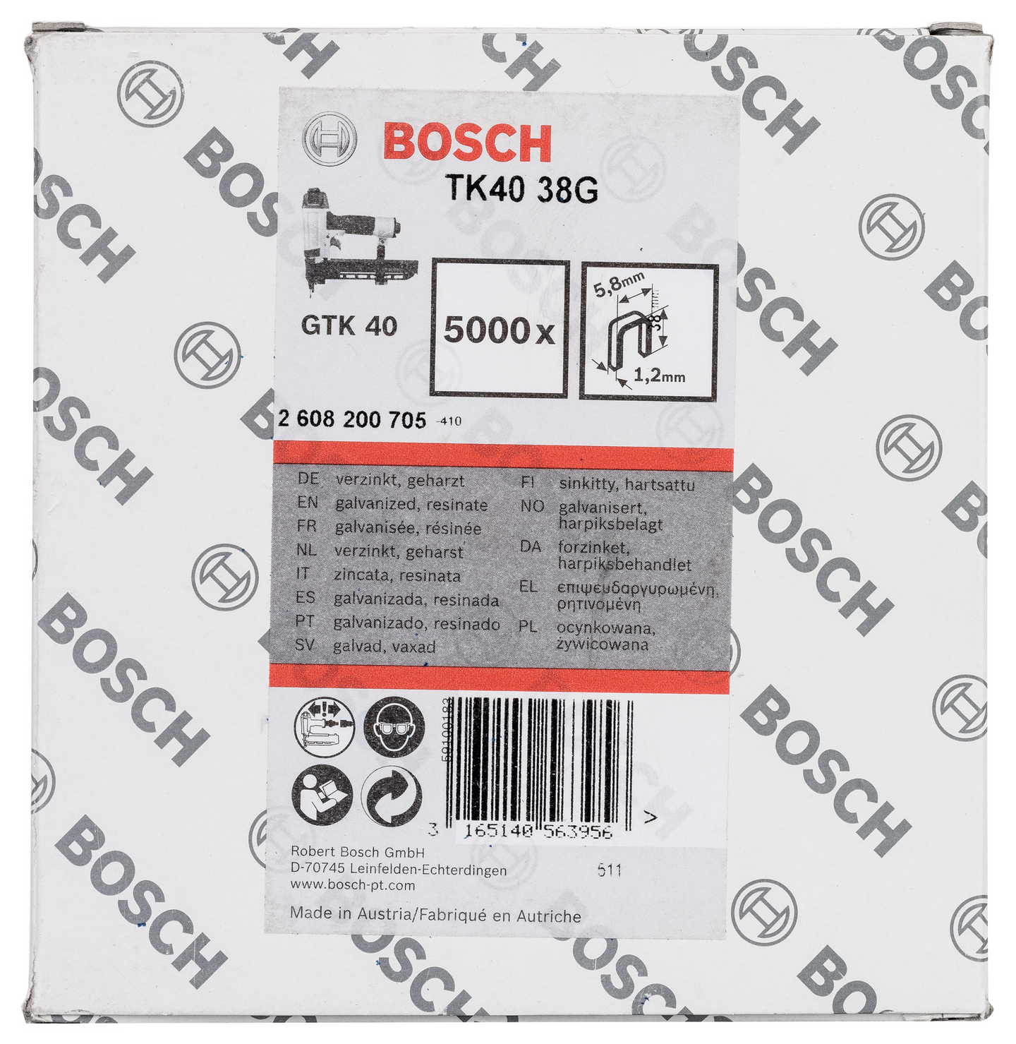 KLAMMER BOSCH 1,2/18G 40MM 5000ST
