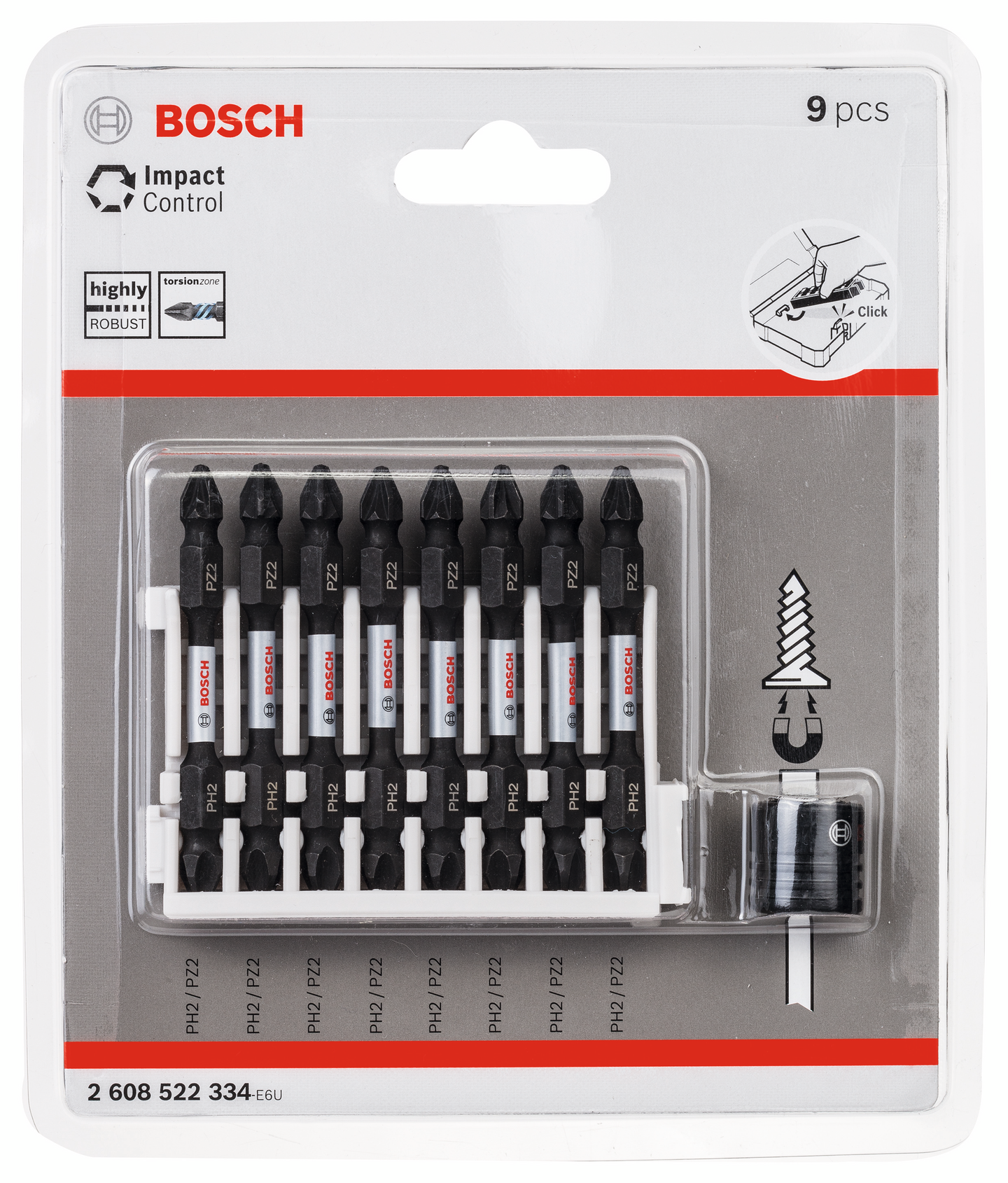 BITSSET BOSCH IMPACT MAGN PH2/PZ2 65MM 8 DELAR