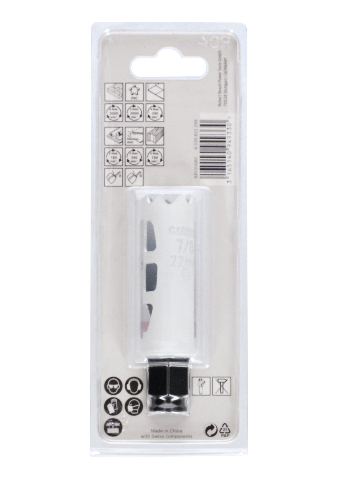 HÅLSÅG CARBIDE POWERCHANGE 22MM L60MM