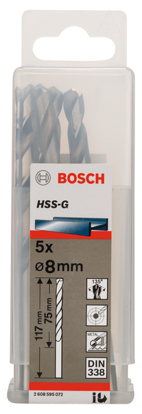 METALLBORR BOSCH HSS-G S 8X117MM 5ST, 5ST