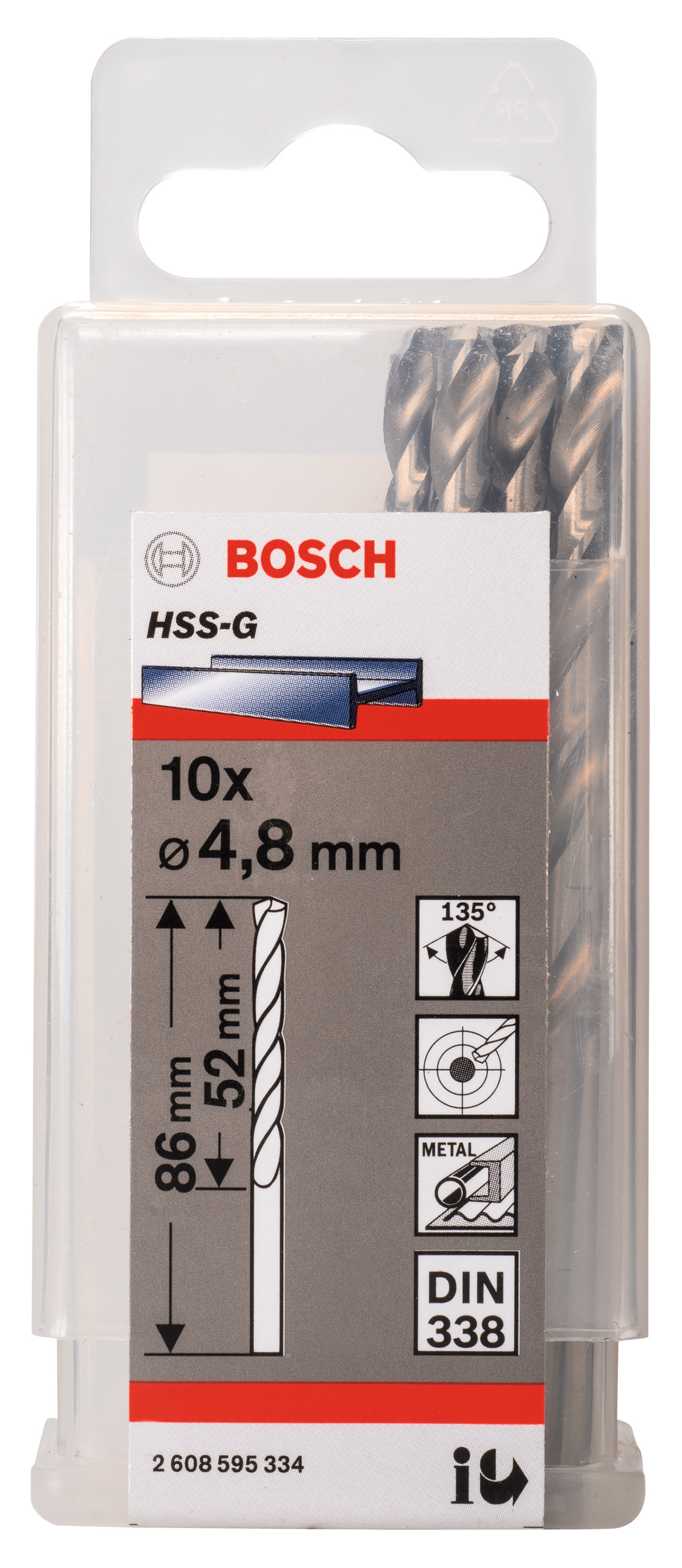 METALLBORR BOSCH HSS-G 4,8X86MM 10ST
