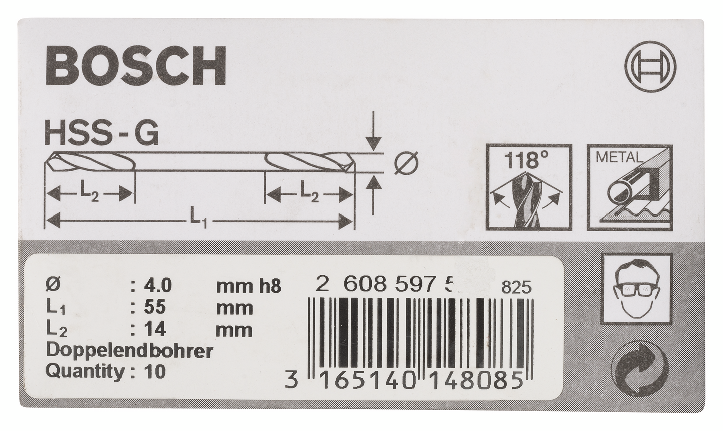 DUBBELBORR BOSCH HSS-G 4.0X55MM