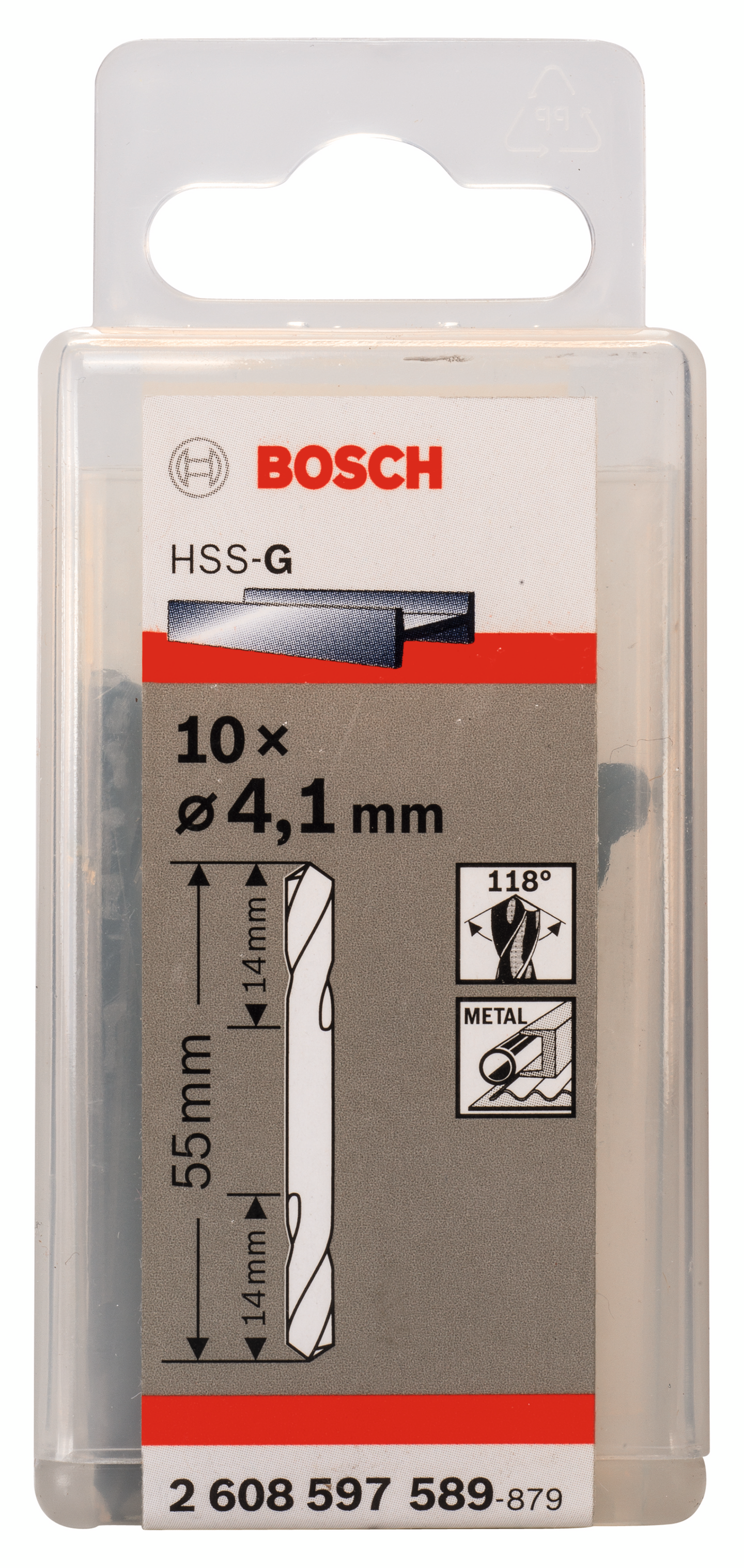 DUBBELBORR BOSCH HSS-G 4.1X55MM, 10ST