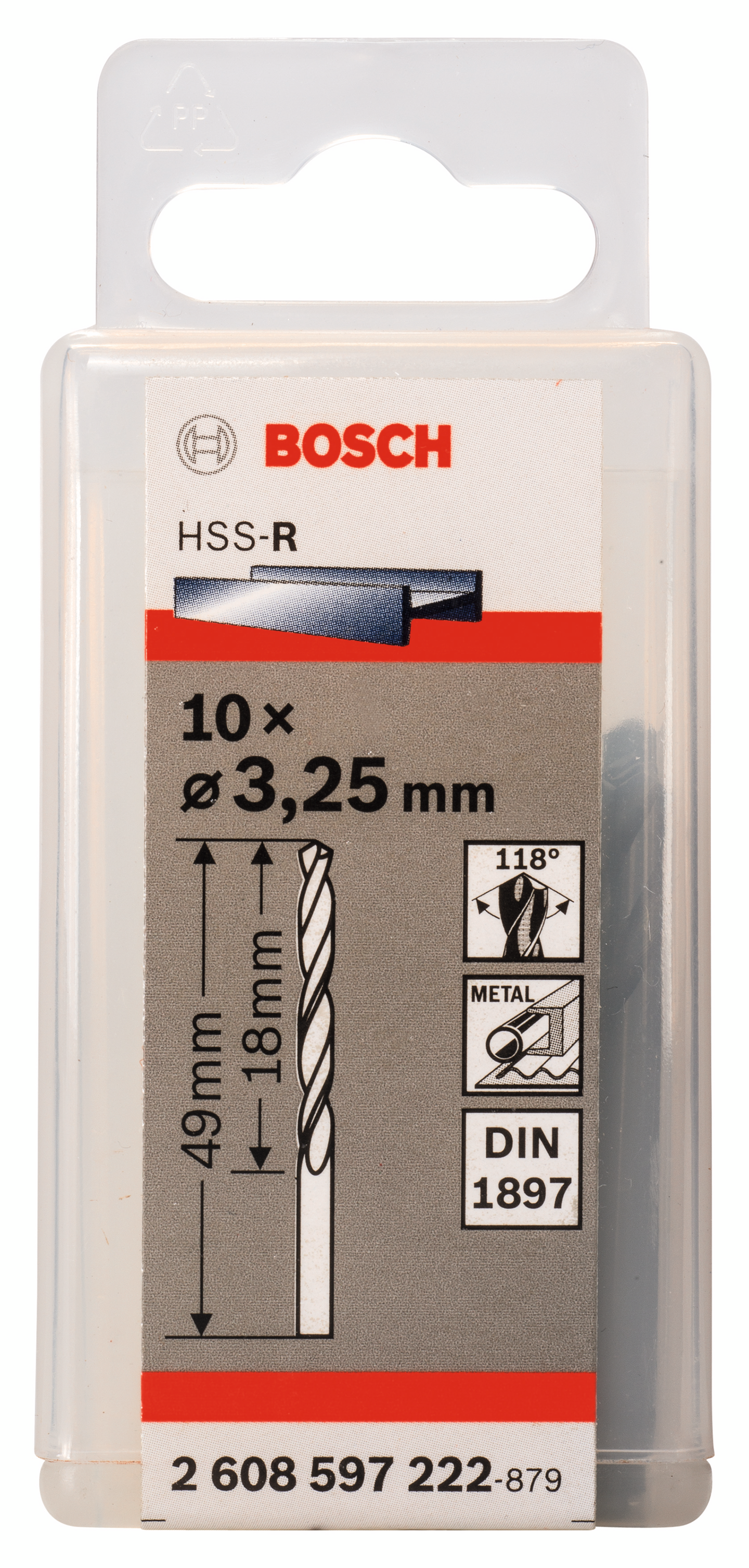 KAROSSERIBORR BOSCH HSS-R 3,25X18X49 10ST