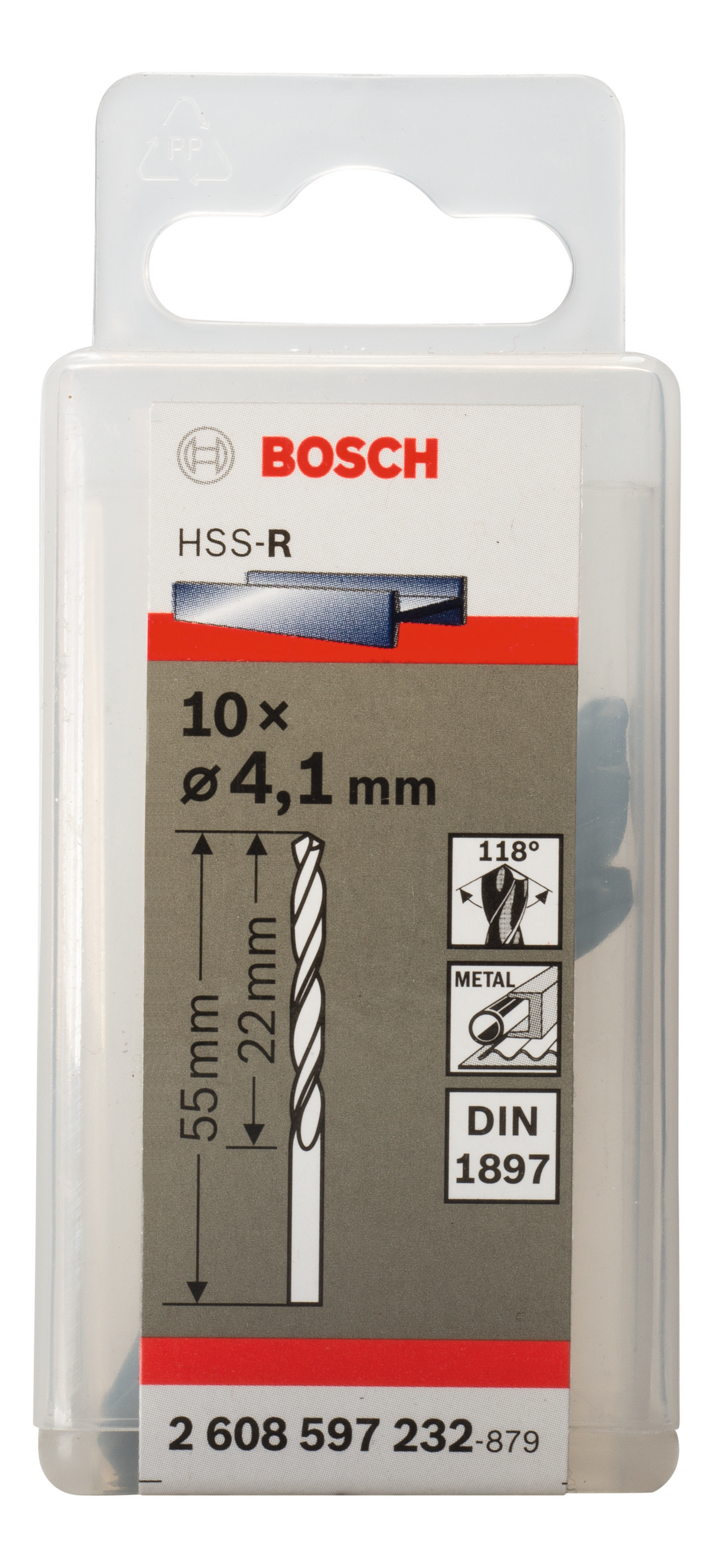 KAROSSERIBORR BOSCH HSS-R 4,1X22X55 10ST