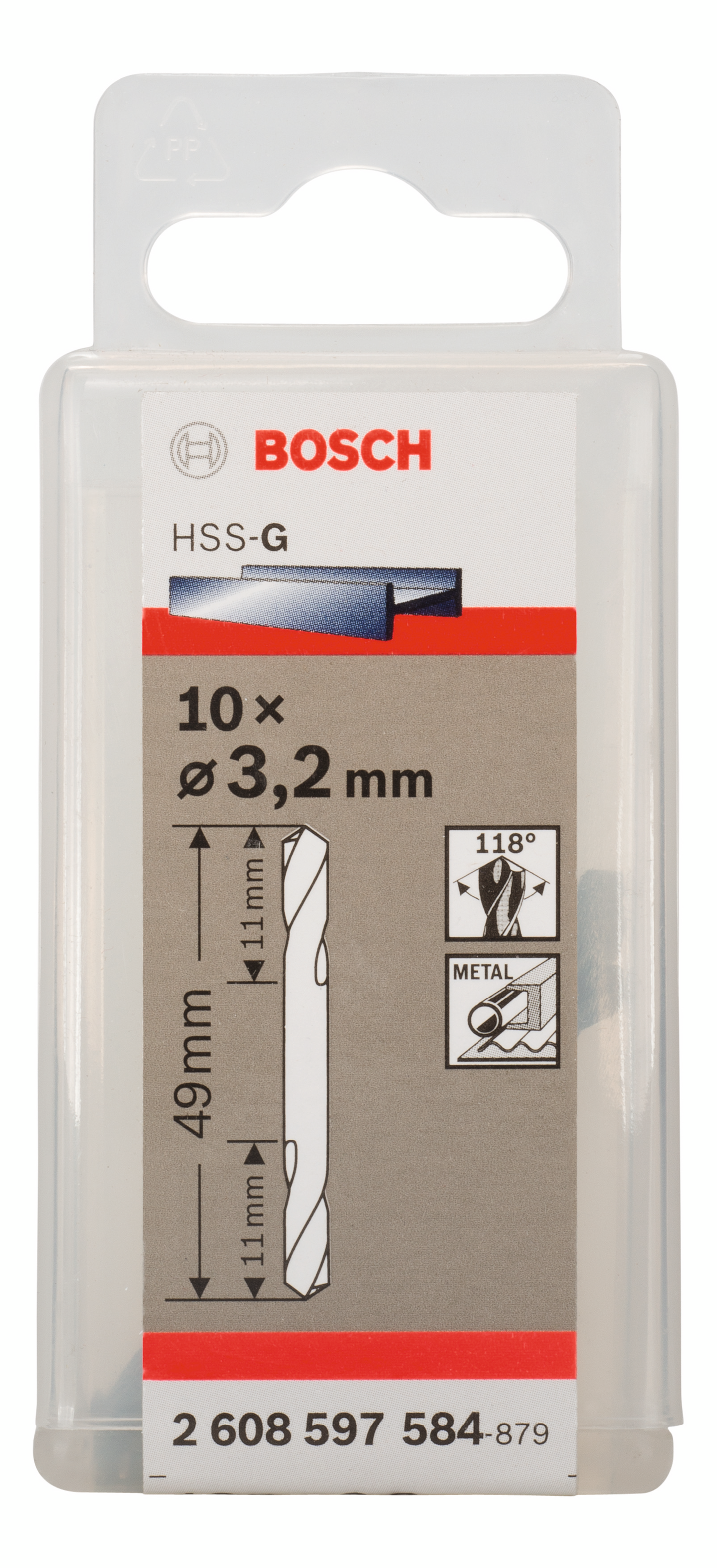 DUBBELBORR BOSCH HSS-G 3,2X49MM 10ST