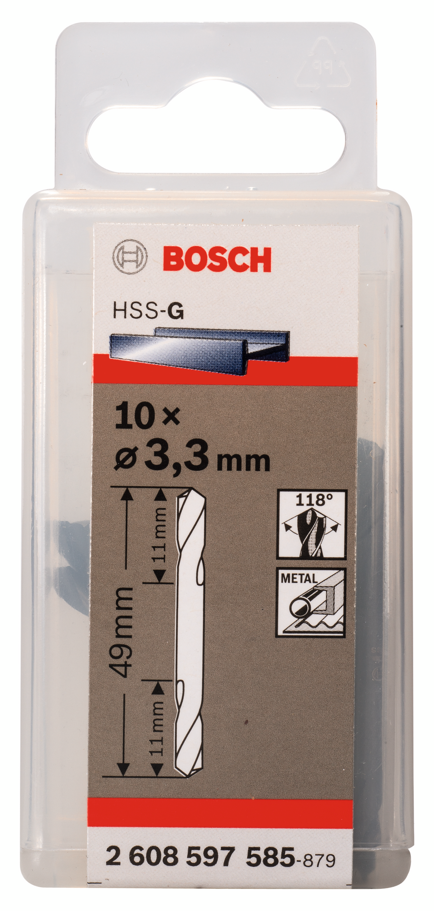 Kääntöporanterä Bosch 3,3x49mm 10kpl HSS-G