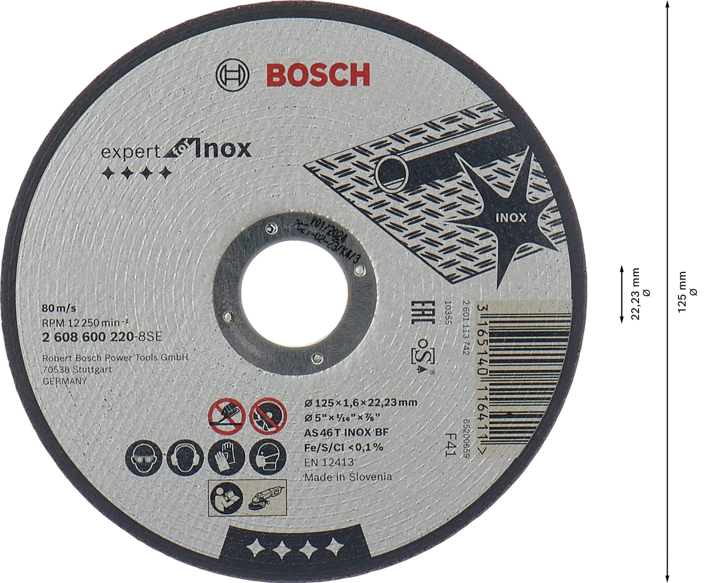 KAPSKIVA BOSCH INOX RAK 125X1.6MM 1P