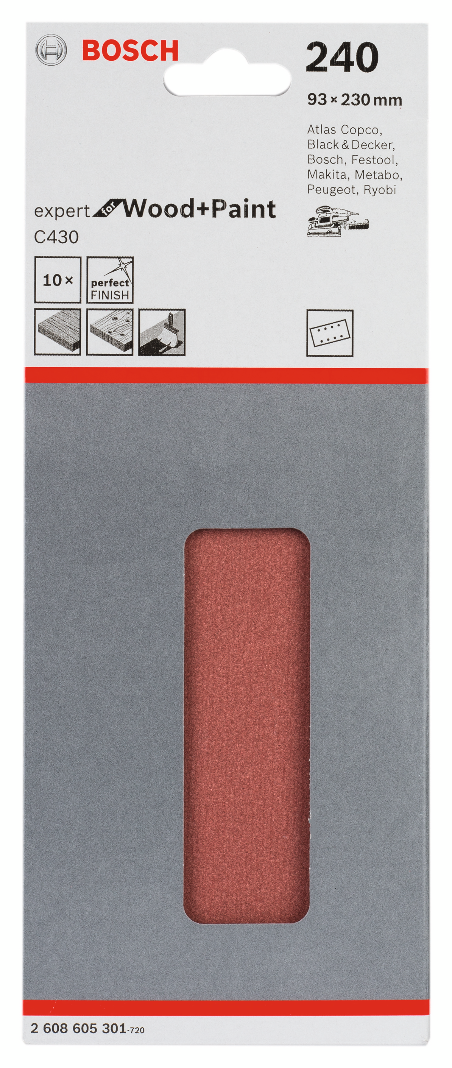 PLANSLIPPAPPER BOSCH RW 8H K240 93X230MM 10ST