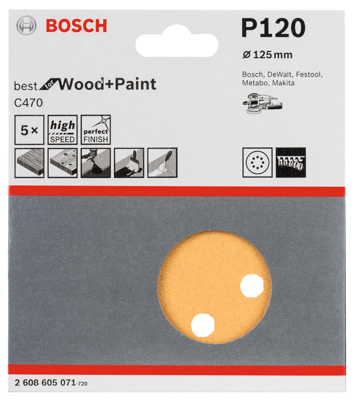 SLIPRON BOSCH EXC RWT K120 125MM 5ST