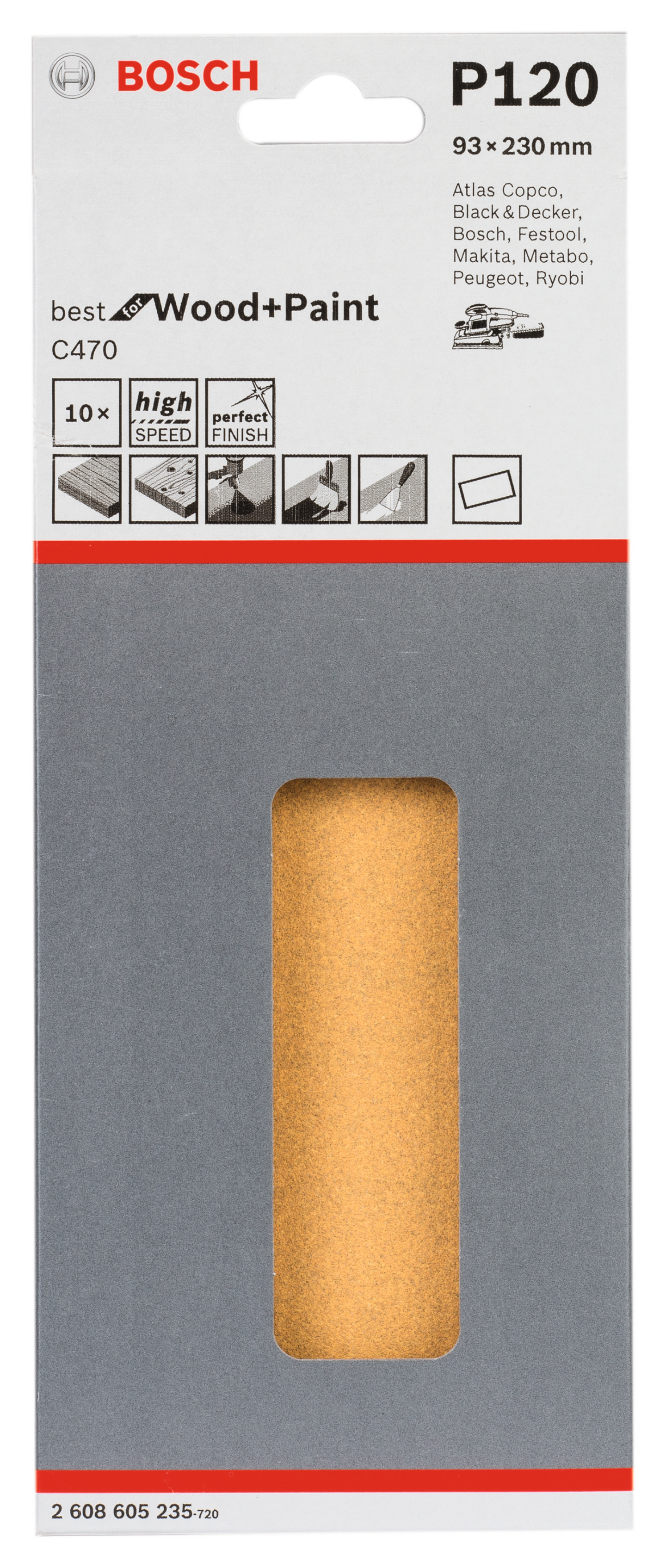 PLANSLIPPAPPER BOSCH RWT K120 93X230MM 10ST