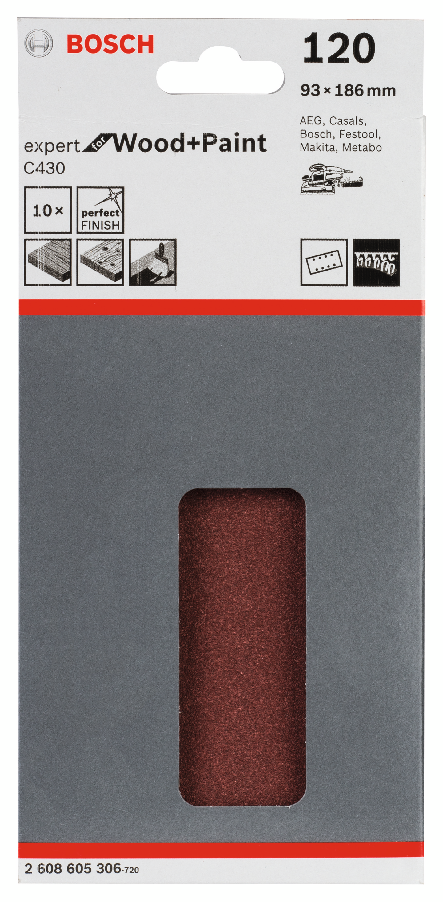 PLANSLIPPAPPER BOSCH RW BL8H K120 93X185MM 10ST