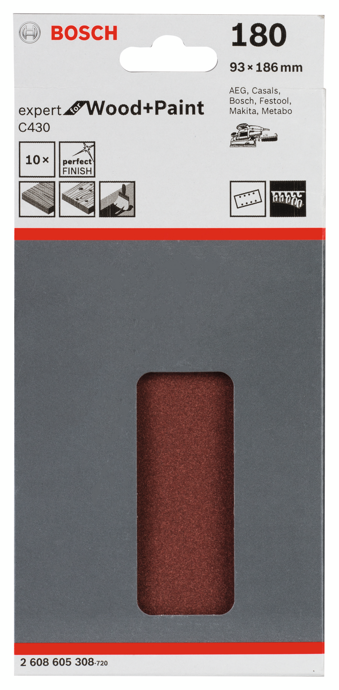 PLANSLIPPAPPER BOSCH RW BL8H K180 93X185MM 10ST