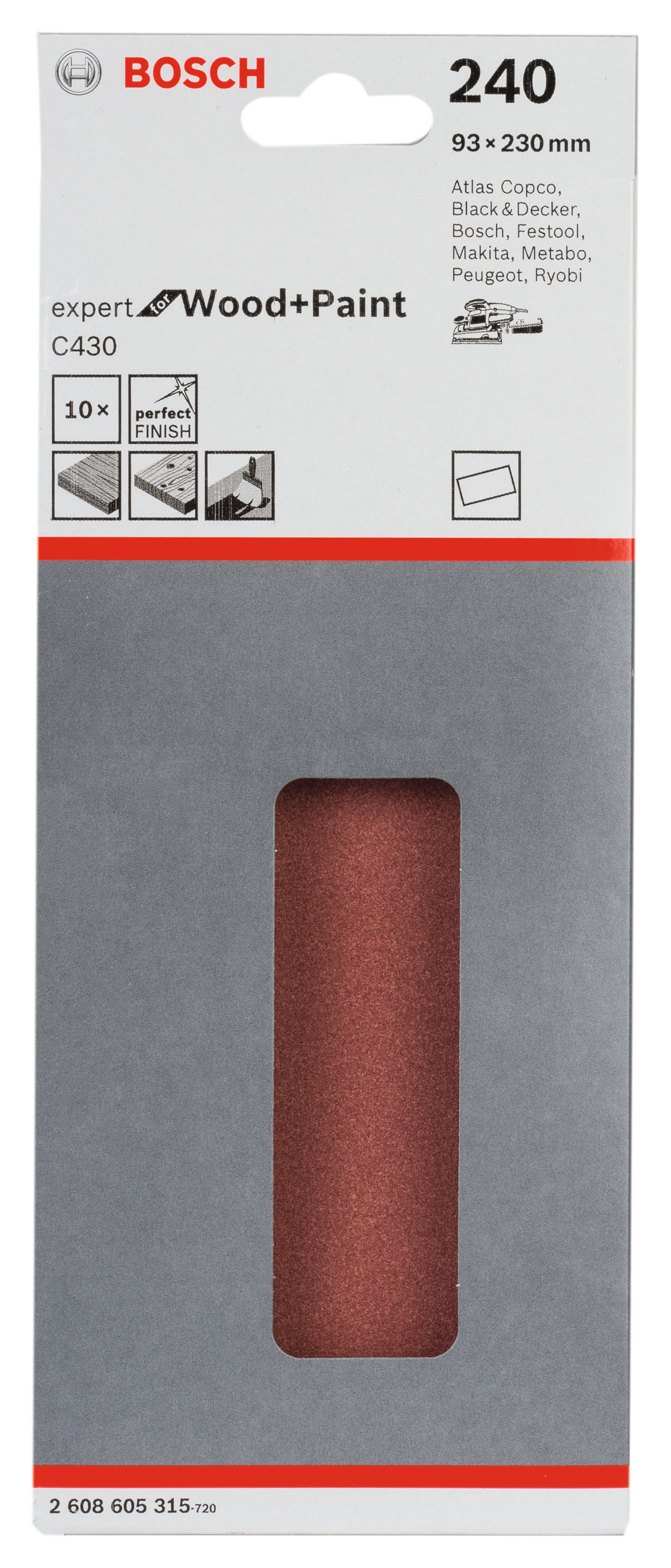 PLANSLIPPAPPER BOSCH RW U/H K240 93X230MM 10ST