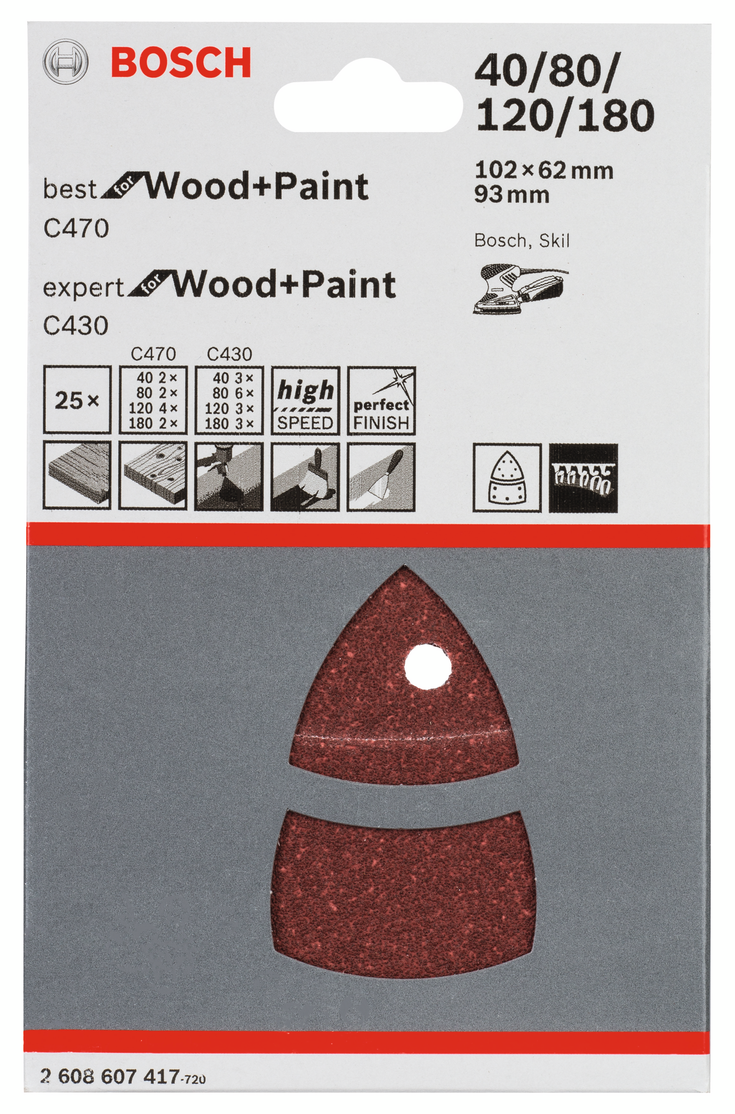 SLIPPAPPER BOSCH FÖR PSM160/PRIO K40-180 25ST