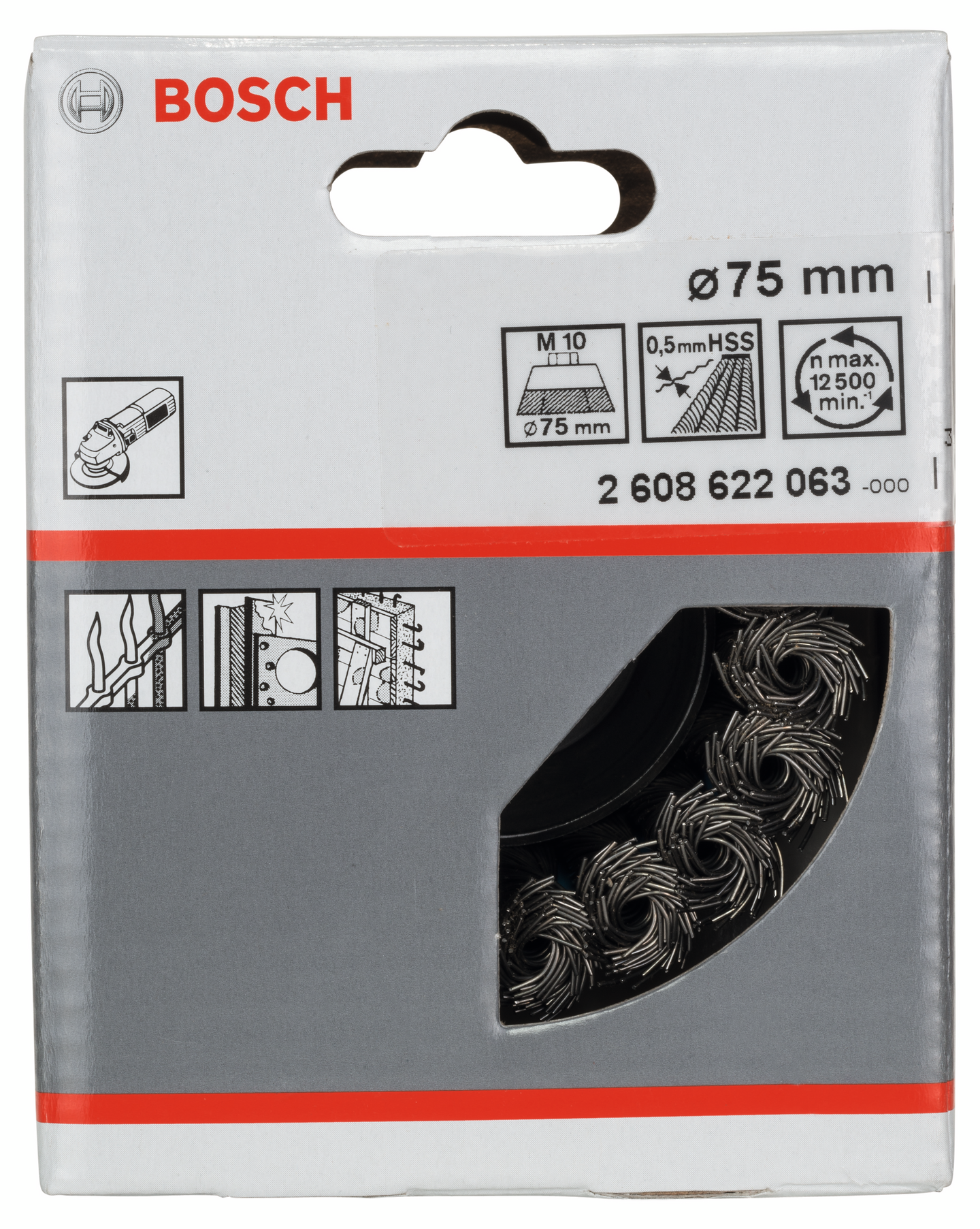 KOPPBORSTE BOSCH FLÄTAD 75MM, M10 0,5