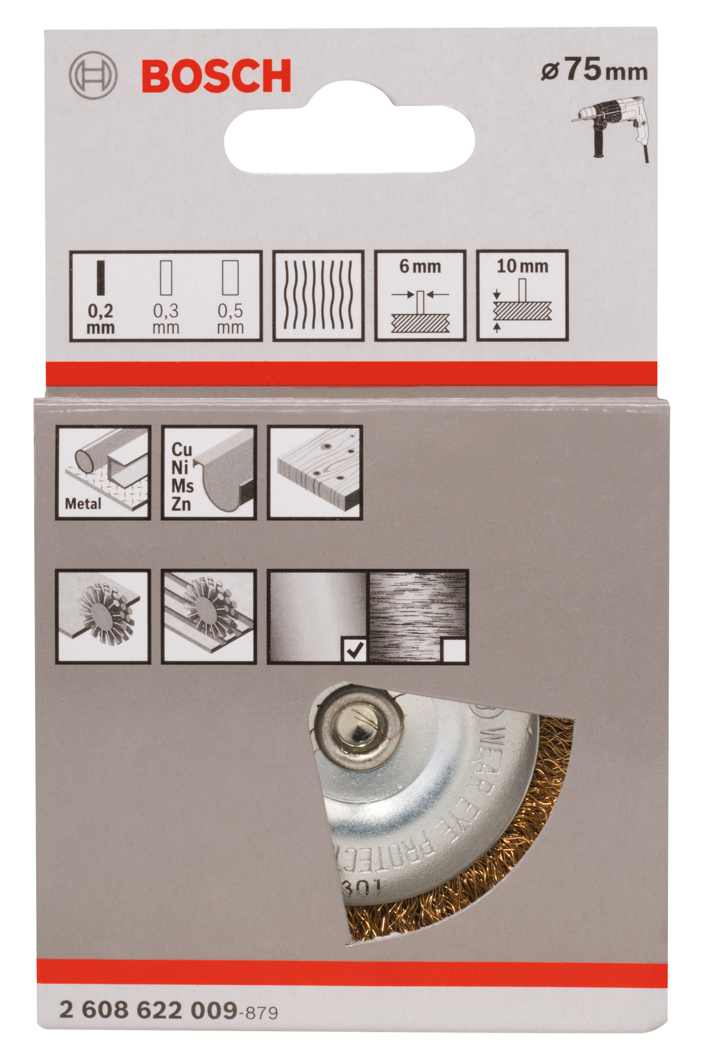 Laikkaharja Bosch 75x0,2mm porakoneelle messinki
