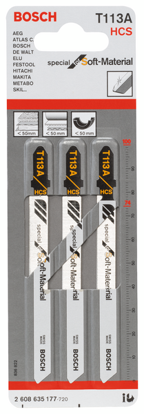 STICKSÅGBLAD BOSCH T113A SPISS/KNIV 3ST