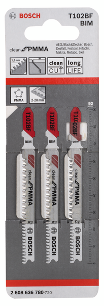 STICKSÅGBLAD BOSCH T 102 BF PMMA 3ST