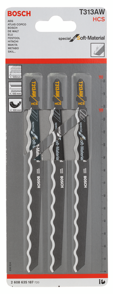 STICKSÅGBLAD BOSCH T313AW SPISS/ KNIV 3ST