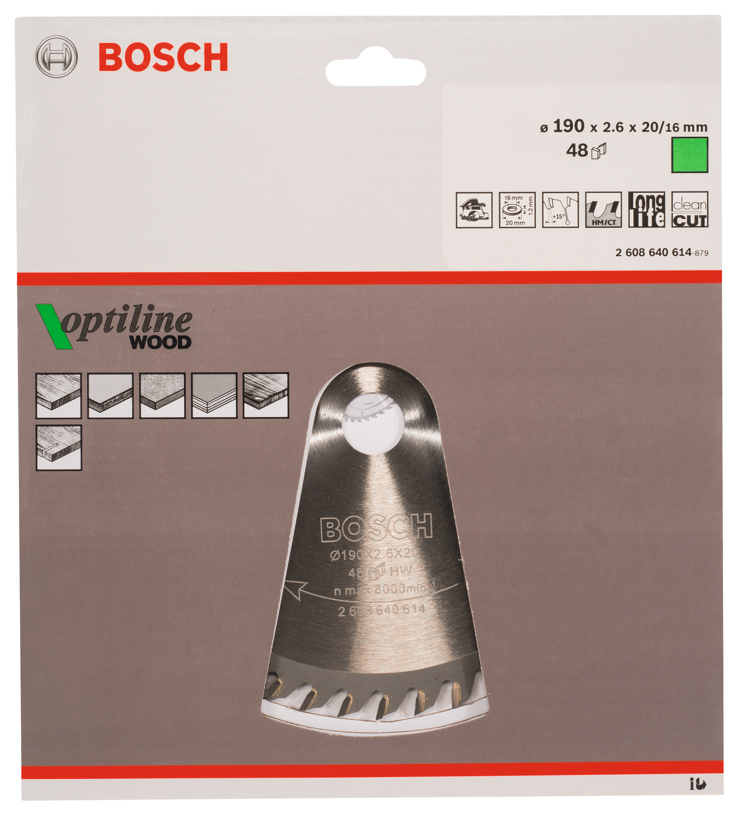 CIRKELSÅGKLINGA BOSCH OPTILINE 190X20MM T48