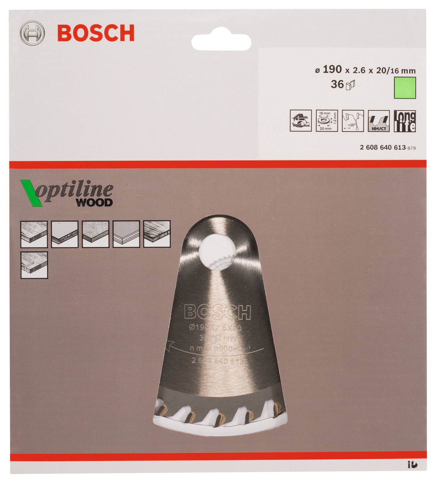 Pyörösahanterä Bosch 190x2,6x20mm Z36