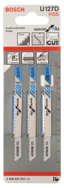 Pistosahanterä Bosch U 127 D Special for Alu 3kpl
