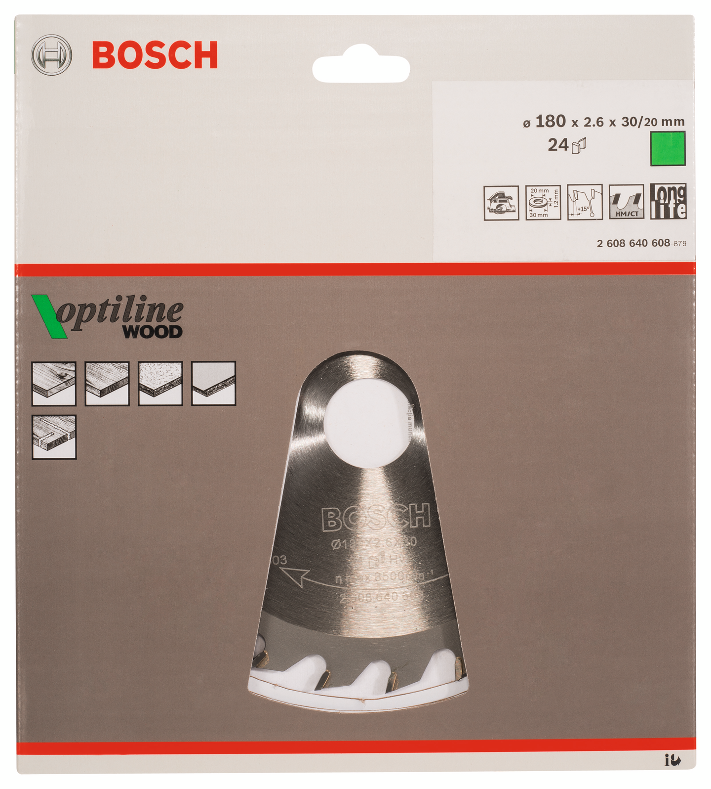 CIRKELSÅGKLINGA BOSCH OPTILINE 180X30MM T24