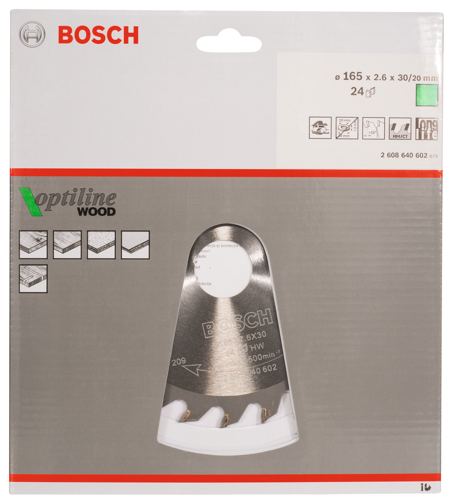 CIRKELSÅGKLINGA BOSCH OPTILINE 165X30MM T24