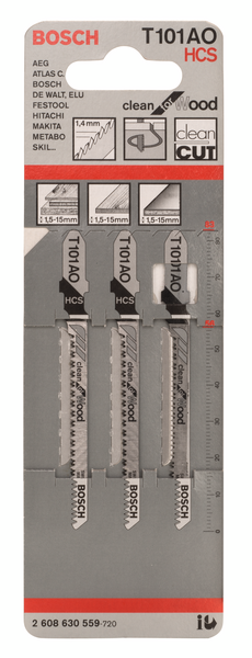 Pistosahanterä Bosch T 101 AO 3kpl puu
