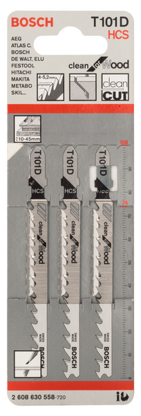 Pistosahanterä Bosch T 101 D 3kpl puu