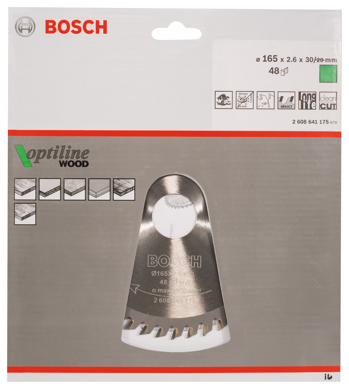 CIRKELSÅGKLINGA BOSCH OPTILINE 165X2,6X30MM 48T