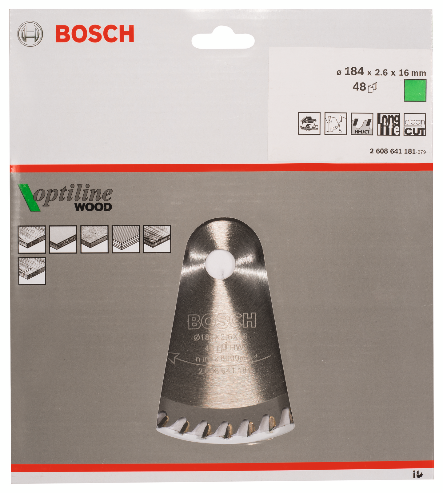 CIRKELSÅGKLINGA BOSCH OPTILINE 184X2,6X16MM 48T