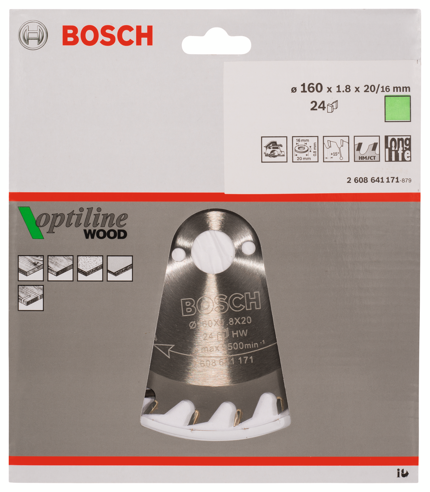 CIRKELSÅGKLINGA BOSCH OPTILINE 160X1,8X20/16MM 24T