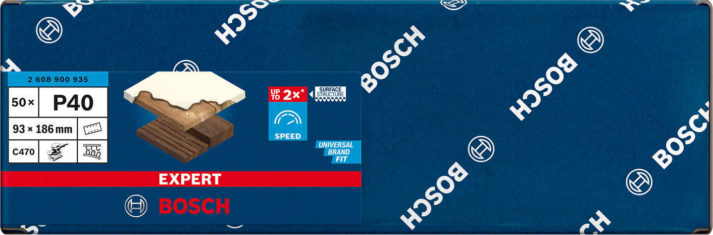 Hiomapaperi tasohiomakoneille Bosch 8-reikää EXPERT C470, 93x186mm G40, 50kpl