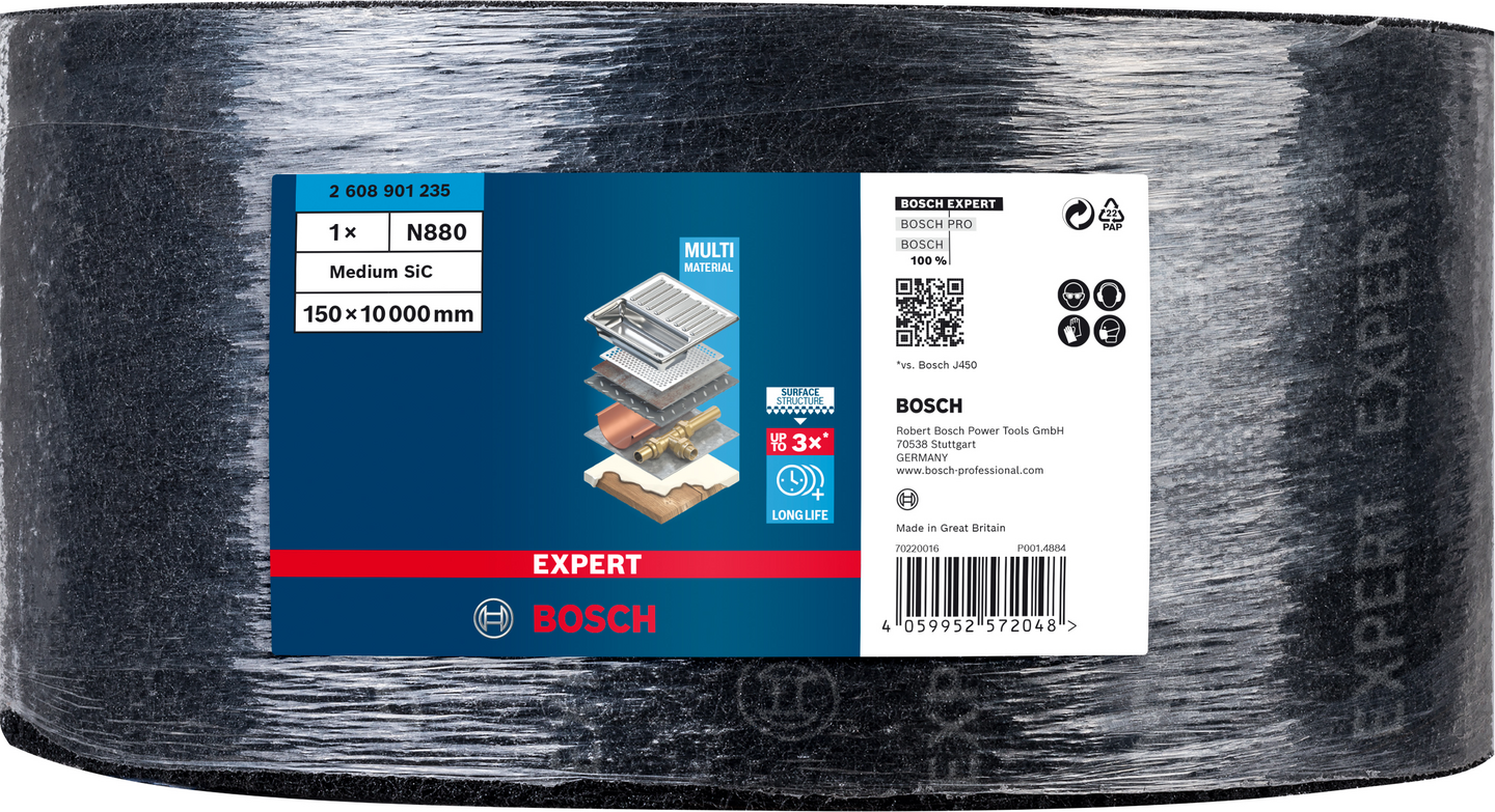 Karhunkielirulla käsinhiontaan Bosch EXPERT N880, 150 mm x 10 m, keskikarkea S