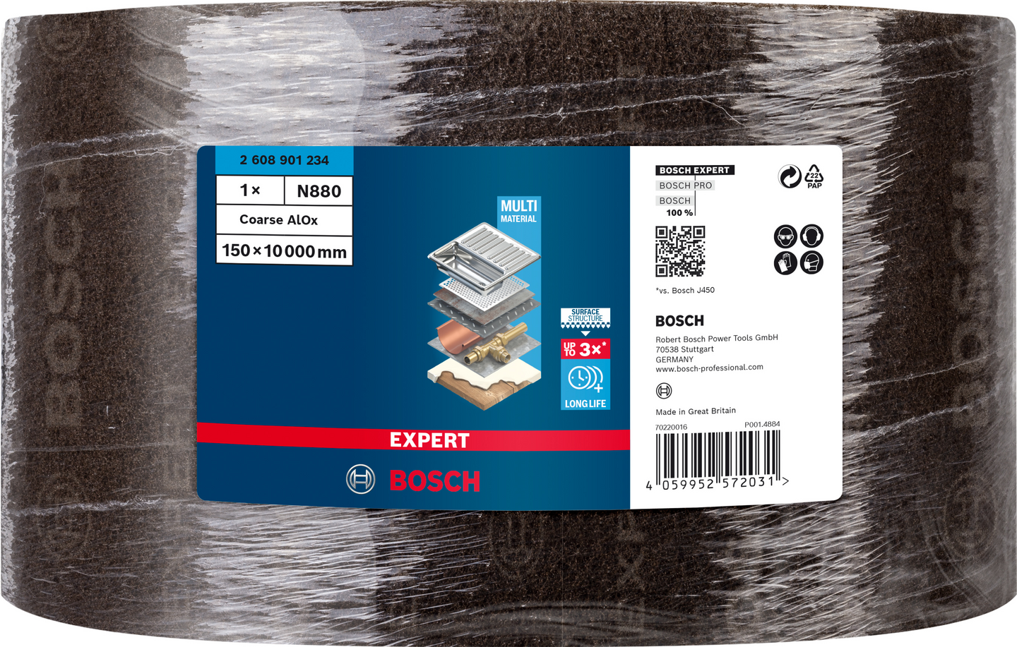 Karhunkielirulla käsinhiontaan Bosch EXPERT N880, 150 mm x 10 m, karkea A