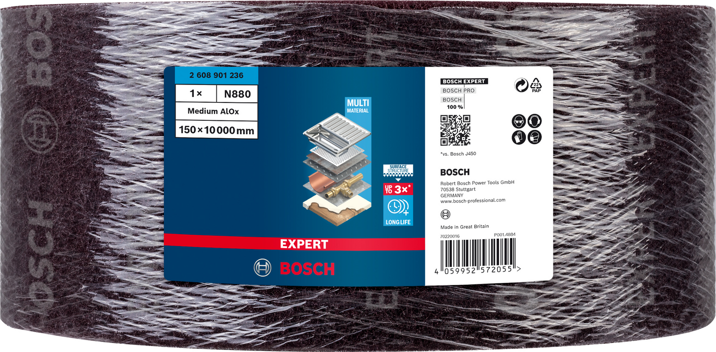 Karhunkielirulla käsinhiontaan Bosch EXPERT N880, 150 mm x 10 m, keskikarkea A