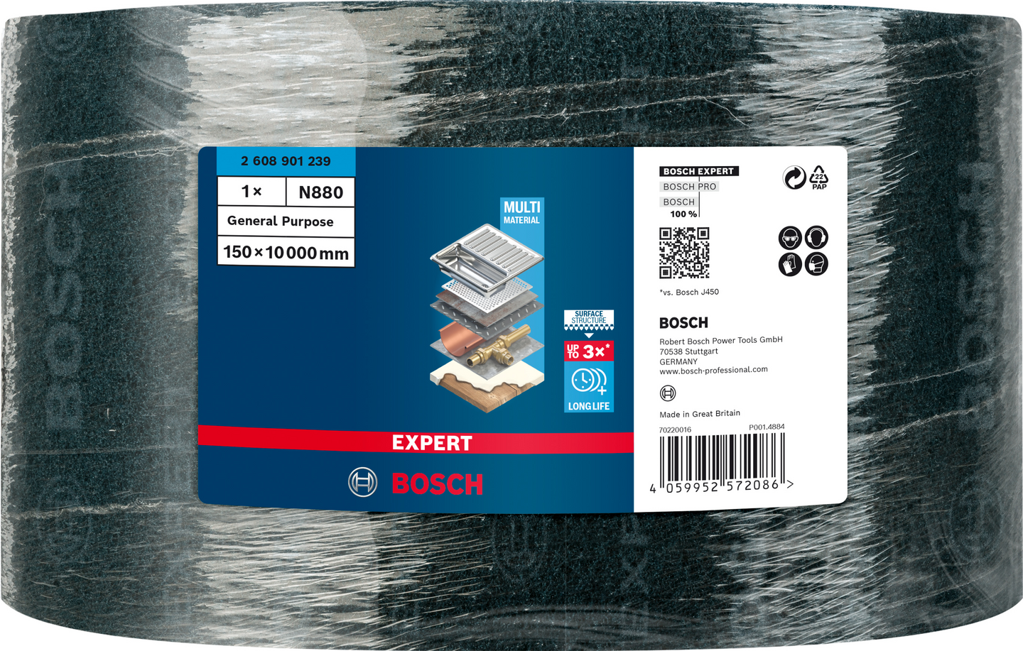 Karhunkielirulla käsinhiontaan Bosch EXPERT N880, 150 mm x 10 m, yleiskäyttöinen