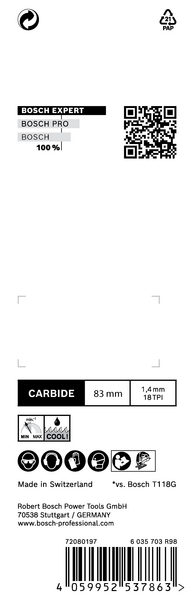 STICKSÅGBLAD BOSCH T118EHM INOX 3ST