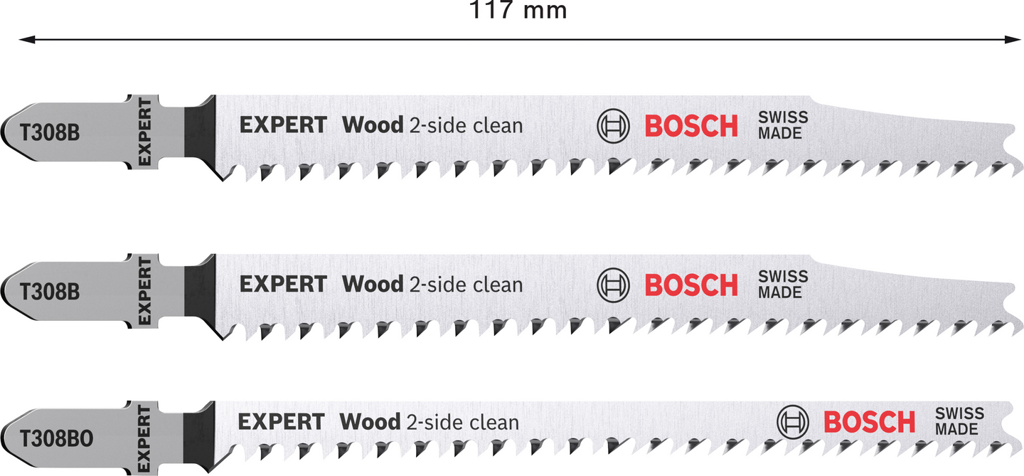 Pistosahanterä Bosch EXPERT 'Wood 2-side clean', 3-osainen sarja, T308B/BO