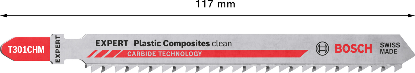 Pistosahanterä Bosch EXPERT 'Plastic Composites Clean' T 301 CHM, 3 kpl